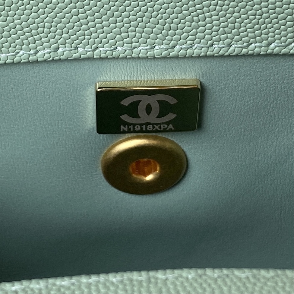 Coco Handle Small Grained Calfskin Handbag With Top Handle A92990 Jade Green